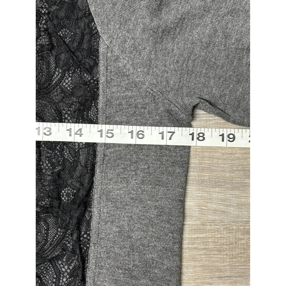 Used‎ Ann Taylor Women's Grey Cardigan Sweater Black Lace Size M Excellent Cond - Picture 10 of 10